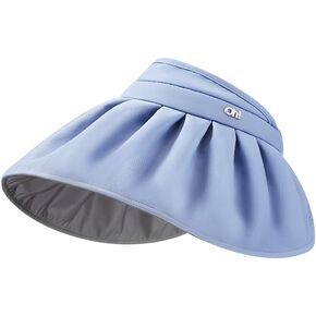 Sun Visor Hat for Women Wide Brim Foldable UPF 50+ Roll Up Packable Ponytail Shell Hats