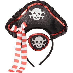 Needzo Halloween Pirate Headband with Skull Eyepatch, Costume and Cosplay Dress Up Accessories, One Size Fits Most, Style May Vary, 2 Items