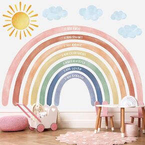 DECOWALL FH4-2432 XLarge Watercolor Rainbows and Quotes Wall Stickers Decals Big Nursery Bedroom Kids Room Décor Girls Baby Art Boho Peel and Stick