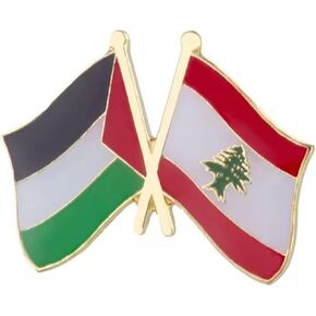Palestine Palestinian Lebanon Lebanese National Flag Crossed Flags Friendship Love Alliance Allies 1" Enamel Pin