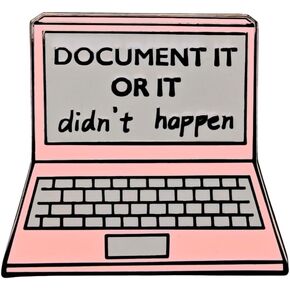 Enamel Pin,Document It Or It Didn't Happen Lapel Pin,Pink Laptop Brooch,Humorous Novelty Pin,Gift For Co-Workers Teens Friends Family,DIY Decor,Denim Jacket Canvas Bag Backpack Accessory