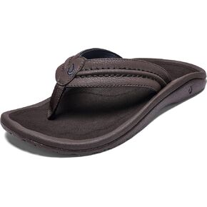 OLUKAI Hokua Men's Beach Sandals, Quick-Dry Flip-Flop Slides, Water Resistant & Wet Grip Rubber Soles, Compression Molded Footbed & Soft Comfort Fit