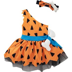 LATOBREATH Newborn Baby Girls Princess Caveman Cavegirl Pebbles Costume Halloween Outfit Romper With Headband