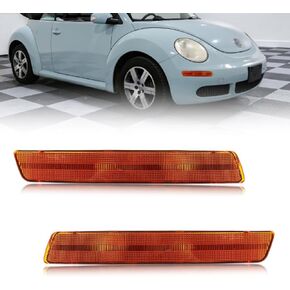 إسكان مصباح عاكس مصد أمامي متوافق مع V-W Beetle 2006-2010 ، [DOT] [IP67 مقاوم للماء] غطاء إشارة الدوران الأمامي [بدون لمبات] ، 2 أجهزة كمبيوتر ، عدسة مدخنة أنيقة