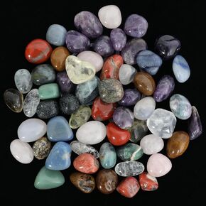 2lb Mixed Tumbled Stones Crystals Bulk, 1″- 1.3″ Size Natural Assorted Polished Crystals for Decoration, Crystal Healing, Jewelry Making, Tumbling, Cabbing, Wire Wrapping, Wicca & Reiki