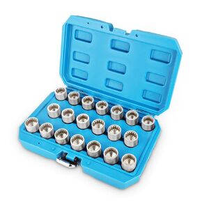 BELEY Spline LOCK LUGH NUTS مفتاح المقبس سيرة السيارات المضادة للسرقة مزيل مفاتيح مقبس المفاتيح المزيل (20pcs لبورشه)