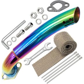 Exhaust Pipe Header Kit for Predator 212cc 196cc 6.5hp GX160 GX200 Coleman CT200u CT200u-EX BT200X Mini Baja Warrior MB200 KT196 Clone Engine Mini Bike & Go Kart Performance Parts