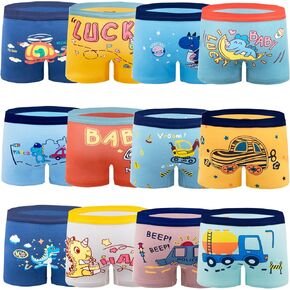 Boys Underwear Boxer Shorts Cotton Dinosaur Pattern Boxer Underwear 12 Pack, 3-13 Years