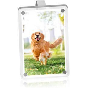 OFBAND 1 Pack Acrylic Car Picture Frame,Powerful Magnetic Car Picture Holder with Visor Clips for Cars,Personalized Car Visor Picture Frame for Horizontal and Vertical Display of Photographs
