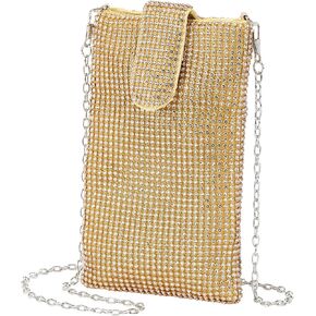 Evening Handbags Clutch Purses for Women, Crossbody Bag Crystal Rhinestone Purse Small Shoulder Bag Sparkly for Wedding Party Silver