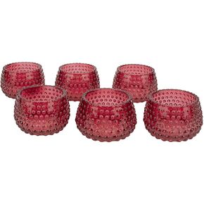 Koyal Wholesale 2" Tall Iridescent Modern Hobnail Glass Candle Holders, Set of 6 Holders