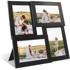 4x6 Collage Picture Frames Set of 1, Multi Family Photo Frame with Real Glass, Displays Four 4x6 Photo, Wall Decor Wall Hanging or Tabletop, Distressed White