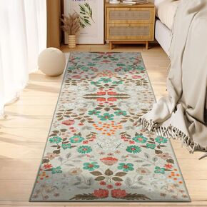 YIHOUSE Floral Pink 5x7 Washable Living Room Area Rug, Non Slip Boho Soft Bedroom Rug, Ultra Thin Colorful Flower Throw Carpet for Nursery Kids Room Playroom Girls Room Pink,5'x7' in Kuwait