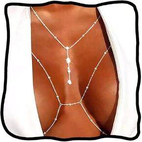 Woeoe Crystal Body Chains for Women Layered Rhinestone Crossover Bikini Bra Body Jewelry Summer Beach Sexy Belly Waist Chain