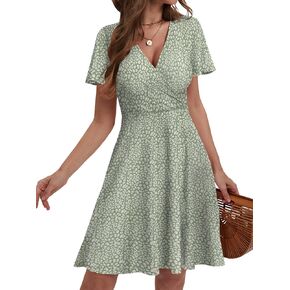فساتين صيفية للنساء 2025 Sundresses الأزهار الأنيقة الأزياء الأزياء الزي غير الرسمي بالإضافة إلى الحجم