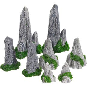 8 قطع ديكور الصخور Zen Garden Associory Micro Micro Garden Decoration Mountain Landscape التماثيل المصغرة لـ Bonsai لعرض المكتب المنزلي