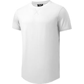Idtswch Mens Tall T Shirts Lightweight Cotton Longline Short Sleeve T-Shirt Tee