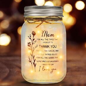 Starlight Mason Jar Night Light Gift for Mom, Mothers Day Gifts for Mom from Daughter Son, Birthday Gift for Mommy, Home Decor Jar Night Light(Battery Not Included)