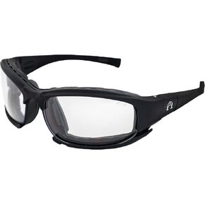 Alpha Omega AO3 Photochromic دراجة نارية شمسية الرغوة مبطنة ركوب السلامة Z87.1 قابلة للتحويل إلى نظارات للرجال أو النساء الإطار الأسود واضحة لدخان العدسات