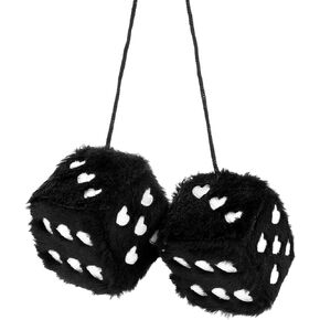 Pink Fuzzy Plush Dice for Car Rear View Mirror, Pair of 2.75" Heart Embroidered Automotive Interior Hanging Ornament Retro Decoration Accessories (Pink)