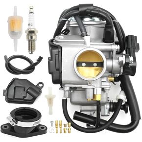 16100-HN7-013 Carburetor Kit with Intake Manifold Boot, Replacement for Honda Rancher 400 TRX400FGA 2004-2007, Rancher 400 TRX400FA 2004-2007, Replaces 16100-HN7-A21, 16210-HN7-000