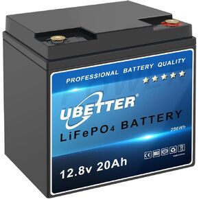 12V 20Ah LiFePO4 Deep Cycle Rechargeable Battery Perfect for Alarm System, Electric Scooter, RV, Solar, Kayak, Trolling Motor, Lawn Mower, Fish Finder