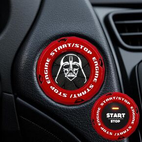 Rotary Push Start Button Cover, Engine Start Stop Button Cover, Motorcycle Ignition Key Switch Cover, Start Stop Button Cover Decoration DIY Car or Motorcycle Interior Decor (Red+Black2)