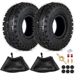 3.00-4 260 × 85 10x3 9x3.50-4 إطارات وأنبوب مع جذع الصمام بزاوية عازمة متوافق مع دراجة الجيب المصغرة على الطرق الوعرة ، E300 ، E325 ، سكوتر كهربائي (مجموعتان)