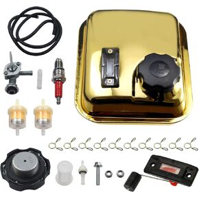 ترقية خزان وقود الغاز الكروم مع مقياس مستوى الوقود ملاءمة لمحرك Predator 212CC Hemi ، محركات GX160/GX200 ، لـ Coleman CT200U ، BT200X ، Baja Warrior ، Massimo Mini Bikes & Go Karts （Silver Bright)