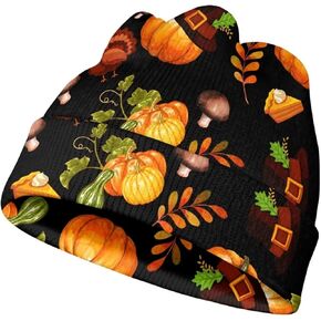 Girls Cute Butterfly Floral Beanie Hat Soft Warm Knitted Slouchy Fall Winter Beanies for Kids