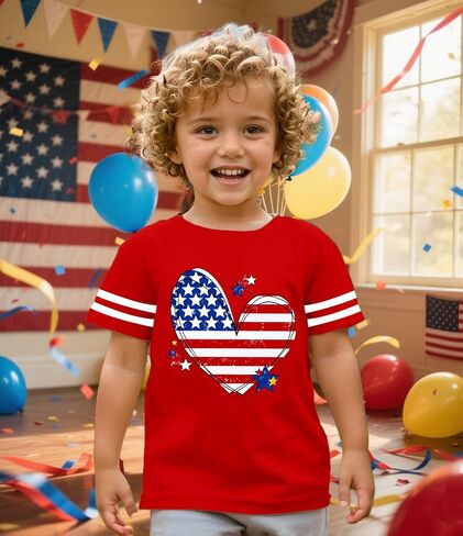 Girls 4th of July Shirt Kids USA Shirts American Flag Tshirt Girls Boys Patriotic T Shirt Independence Day Tee Tops in Kuwait