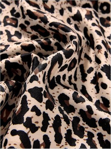 Wdirara Girl's Leopard Print Cami Top Crew Neck Spaghetti Strap Camisole Slim Fit Crops in Kuwait