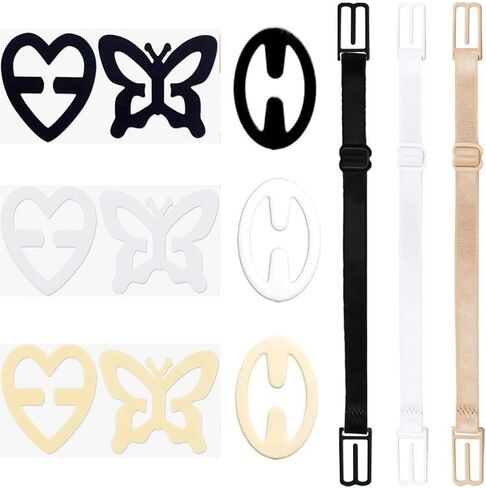 12 Pieces Bra Strap Clips for Back Adjustable Anti-Slip Bra Strap Clips Back Conceal Buckles for Bra Accessories in Saudi Arabia