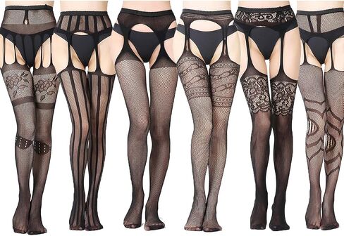 Womens Fishnet Suspender Tights Pantyhose Thigh-High Stockings Black Waisted Pantyhose in Saudi Arabia