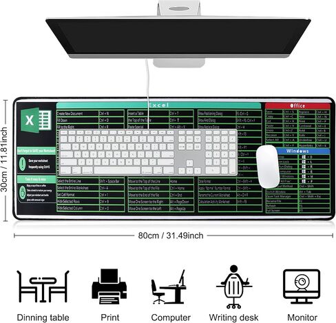 لوحة ماوس كبيرة للألعاب، لوحة ماوس سوداء لخريطة العالم مع قاعدة مطاطية مضادة للانزلاق، لوحة ماوس ألعاب طويلة XXL ممتدة للمكتب، 31.5 × 11.8 بوصة in Kuwait