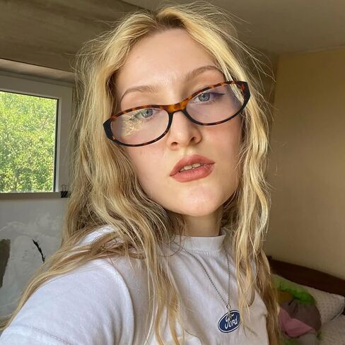 LJCZKA OVAL Blue Light Glocking Glockes for Women Retro Small Oval Frame Glasses Y2K Clear Lens Computer Computer in Kuwait