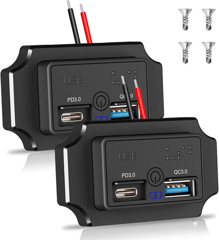 2PCS 12V RV USB Outlet مع مفتاح اللمس و Braille ، 48W Dual PD3.0 Type-C & Quick Charge QC3.0 USB-A PORT PANT in Saudi Arabia