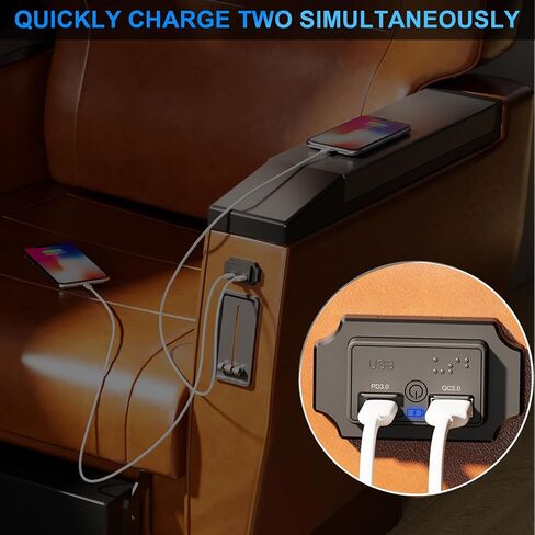 2PCS 12V RV USB Outlet مع مفتاح اللمس و Braille ، 48W Dual PD3.0 Type-C & Quick Charge QC3.0 USB-A PORT PANT in Saudi Arabia