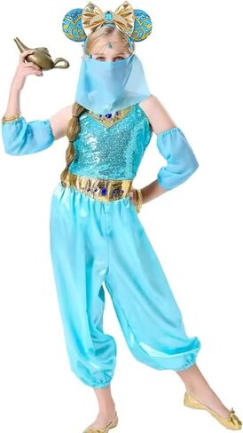 Aladdi Glittery Mouse Ears Headband - Genie & Lamp Theme Park Ears Headbands for Women, Girls, Boys - Costume Accessory for Halloween, Cosplay & Park Trips（Blue Diamonds） in Saudi Arabia