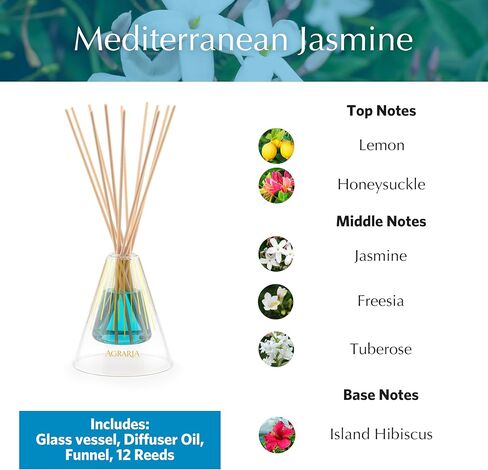 Agraria Lavender & Rosemary Reed Diffuser Set, 12 Reeds Essential Oil Scent Diffuser for Home Fragrance, Gift Box in Saudi Arabia
