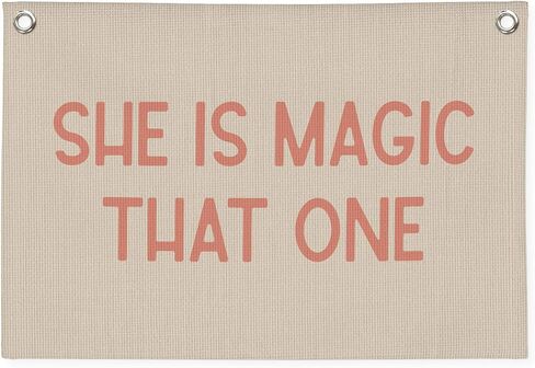 Girls Room Decor，She Is Magic That One Linen Canvas Banner– Inspirational Wall Art for Nursery Kids，Girl Room Decor – 30x20 Inch in Saudi Arabia