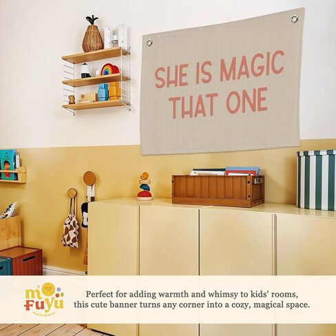 Girls Room Decor，She Is Magic That One Linen Canvas Banner– Inspirational Wall Art for Nursery Kids，Girl Room Decor – 30x20 Inch in Saudi Arabia