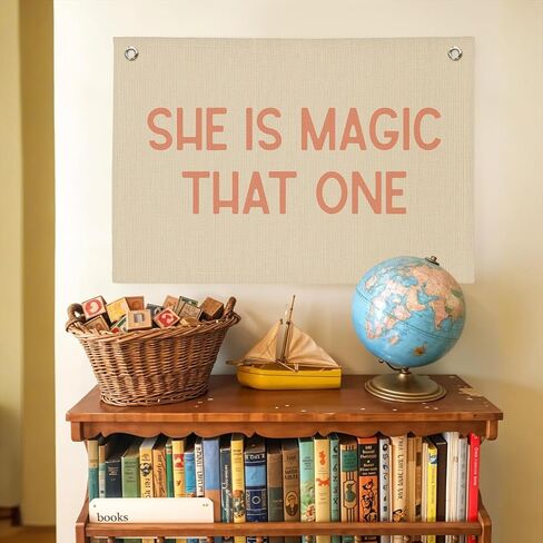 Girls Room Decor，She Is Magic That One Linen Canvas Banner– Inspirational Wall Art for Nursery Kids，Girl Room Decor – 30x20 Inch in Saudi Arabia