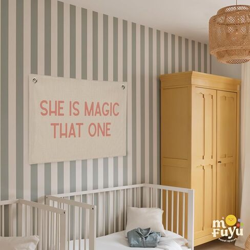 Girls Room Decor，She Is Magic That One Linen Canvas Banner– Inspirational Wall Art for Nursery Kids，Girl Room Decor – 30x20 Inch in Saudi Arabia