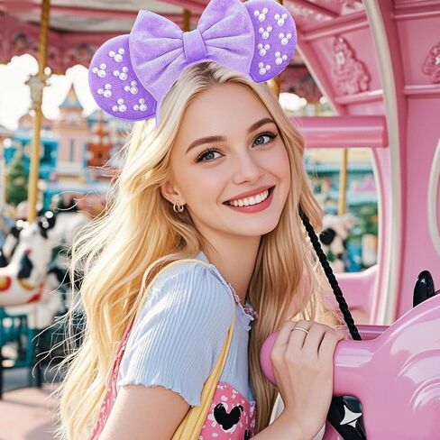 Aladdi Glittery Mouse Ears Headband - Genie & Lamp Theme Park Ears Headbands for Women, Girls, Boys - Costume Accessory for Halloween, Cosplay & Park Trips（Blue Diamonds） in Saudi Arabia