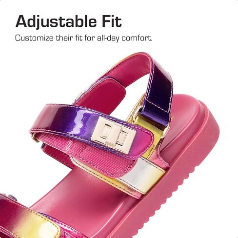 DREAM PAIRS Girls Sandals Casual Open Toe Two Adjustable Strapped Sandals with Hook and Loop for Little Kid/Big Kid in Saudi Arabia