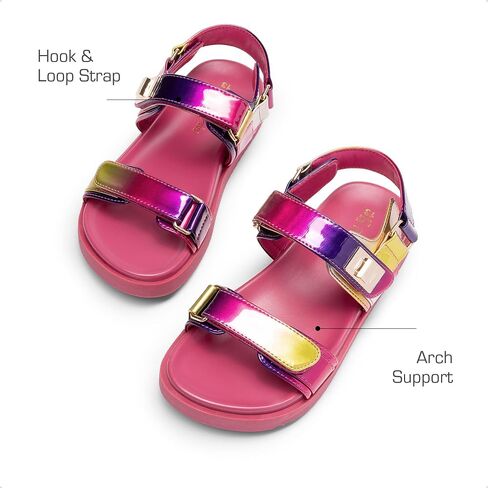 DREAM PAIRS Girls Sandals Casual Open Toe Two Adjustable Strapped Sandals with Hook and Loop for Little Kid/Big Kid in Saudi Arabia