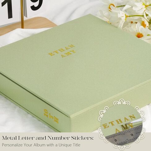 Vienrose Photo Album Linen Cover 4x6 with Writing Areas 300 Pockets Picture Albums Photos Book with Slipcase Metal Stickers Tweezers Ruler for Wedding Family Baby Anniversary Travel Graduction Green in Saudi Arabia
