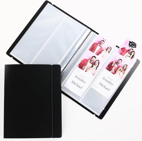 Photo Booth Photo Album - For Wedding or Party- Holds 120 Photobooth 2x6 Photo Strips - Slide In (2X6, BLACK WITH BAND, 1) in Kuwait