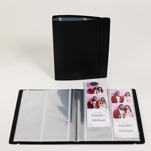 Photo Booth Photo Album - For Wedding or Party- Holds 120 Photobooth 2x6 Photo Strips - Slide In (2X6, BLACK WITH BAND, 1) in Kuwait